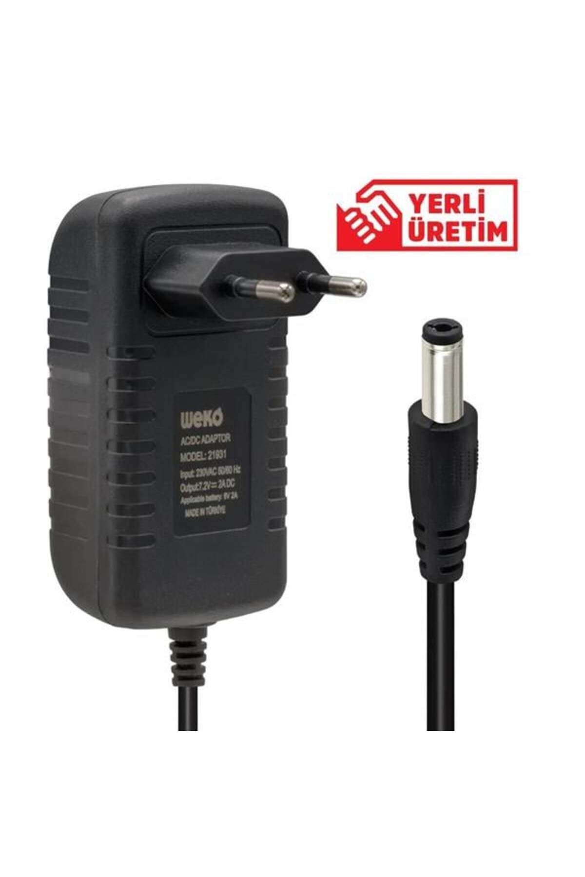 DENİZBİLİŞİM 7.2 Volt - 2 Amper 5.5 X 2.5 Uçlu Ledli Yerli Üretim Akü Şarj Cihazı (OUT:6V-2A)