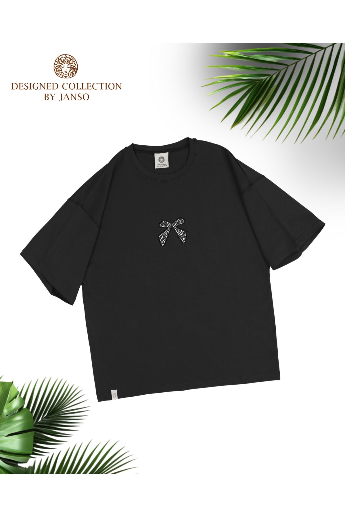 LOU MODA -KADIN FİYONK TAŞ BASKILI TSHIRT OVERSİZE