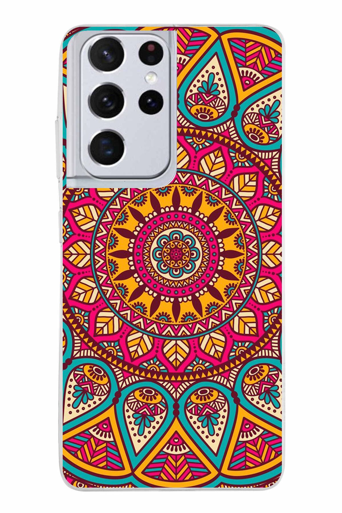 TechTree Samsung Galaxy S21 ULTRA Uyumlu Mandala Şeffaf Silikon Kılıf