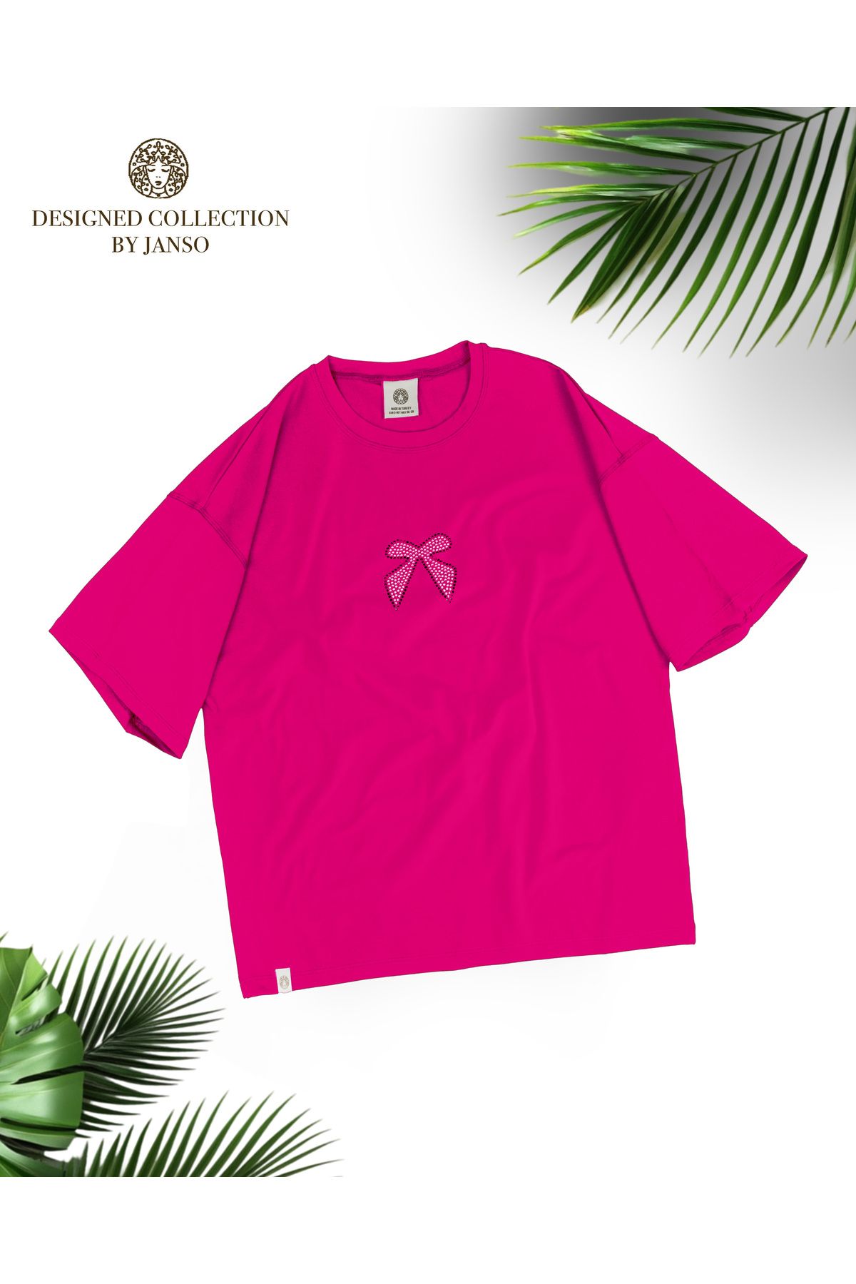 LOU MODA -KADIN FİYONK TAŞ BASKILI TSHIRT OVERSİZE
