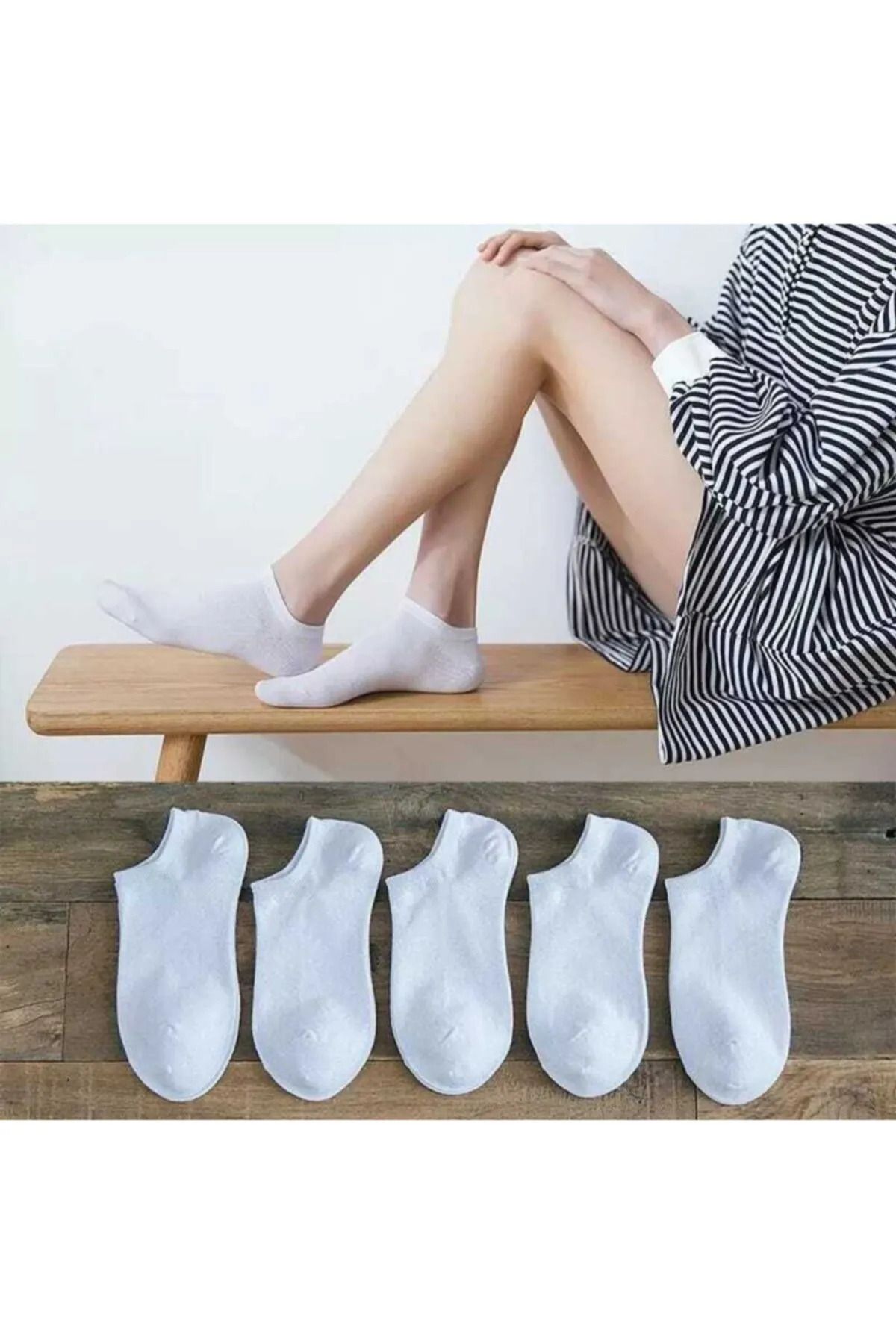 medi store 4 Çift Unisex Beyaz Bilek Çorap