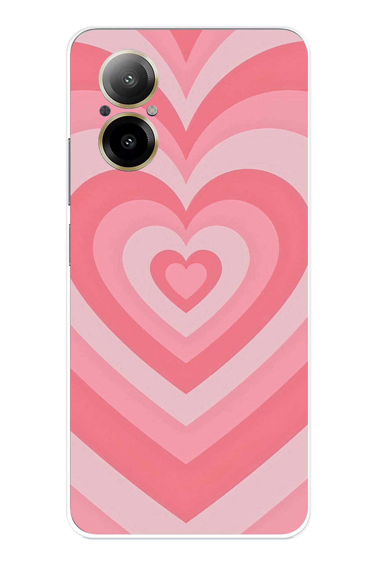 TechTree Realme 12 Lite Uyumlu Pembe Kalpler Şeffaf Silikon Kılıf