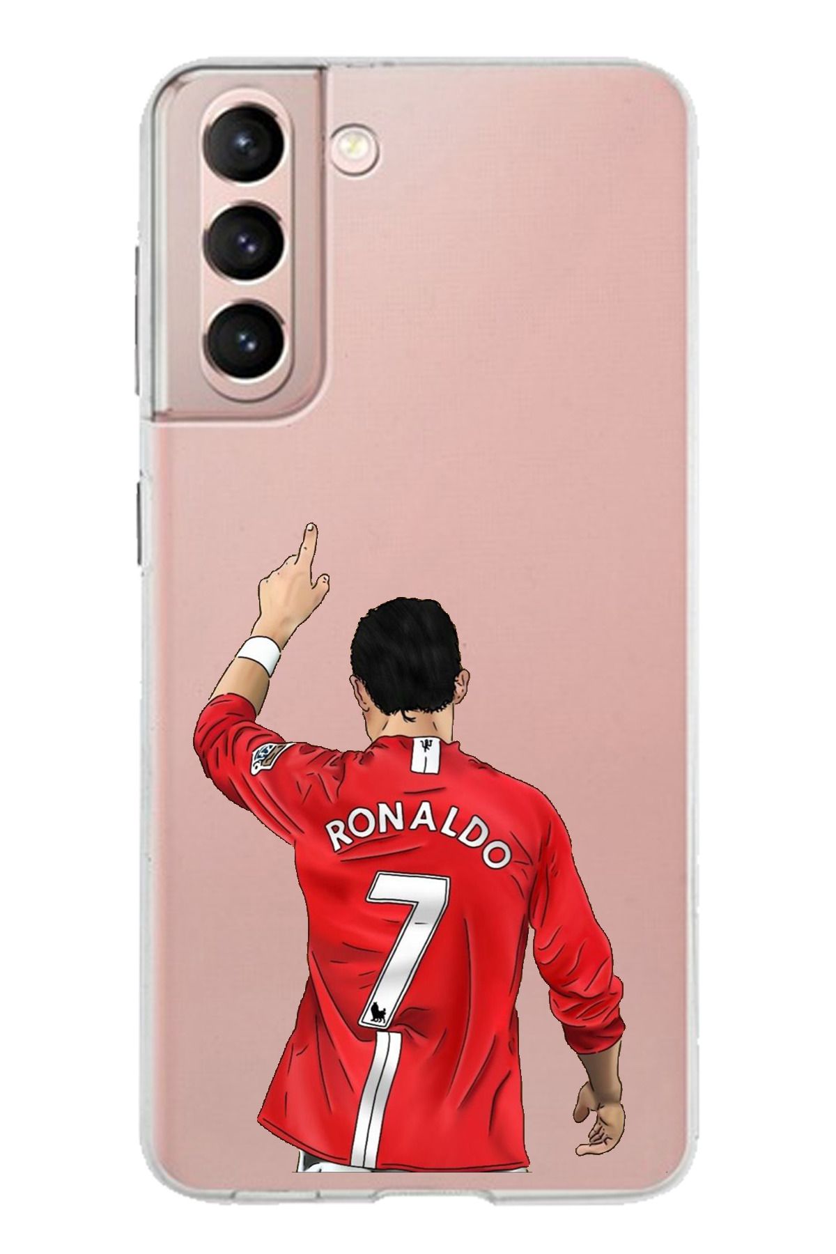 TechTree Samsung Galaxy S21 Uyumlu C. Ronaldo Forma Tasarımlı Şeffaf Silikon Kılıf