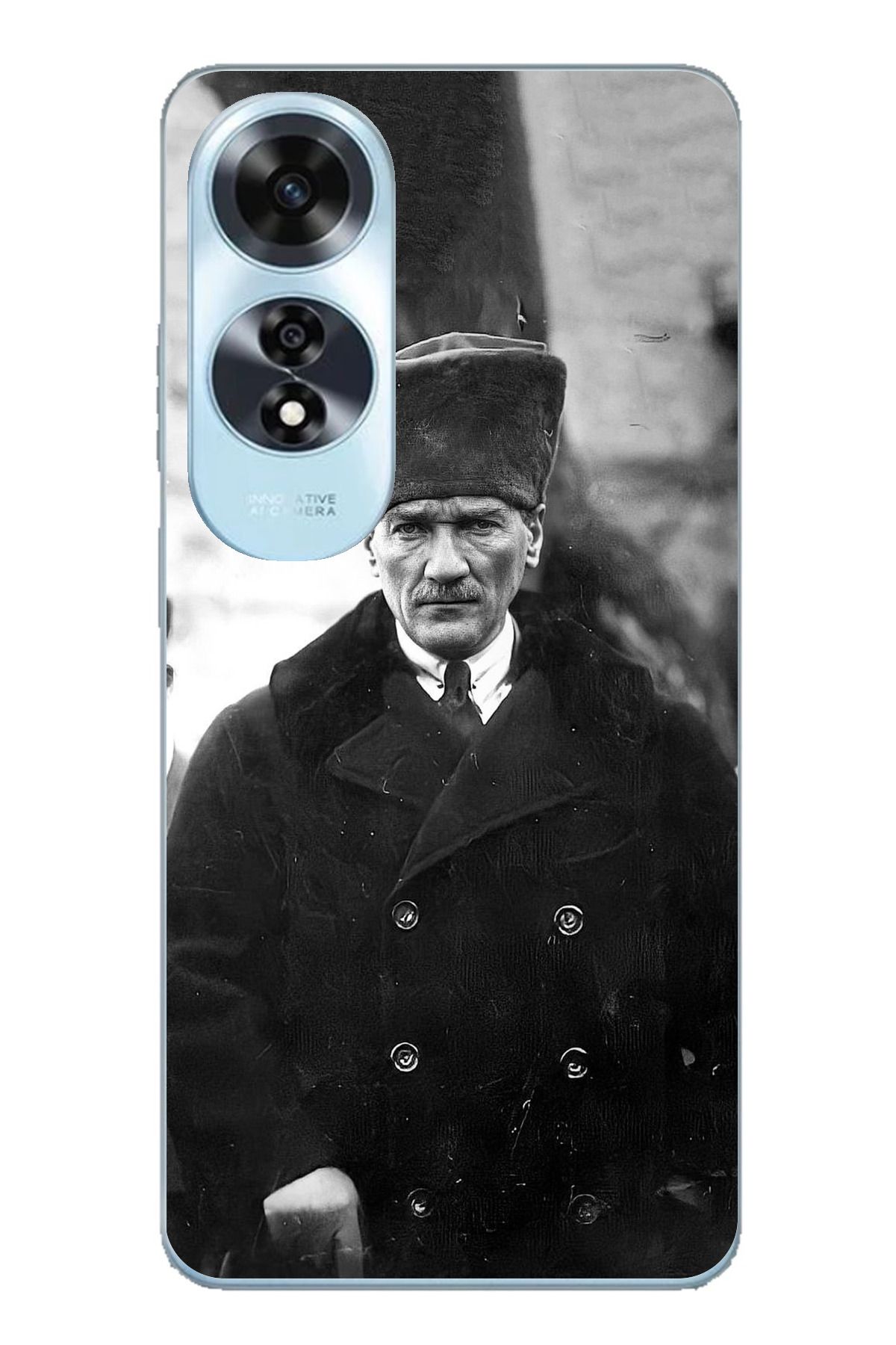 TechTree OPPO A60 Uyumlu Mustafa Kemal Atatürk Portre Şeffaf Silikon Kılıf