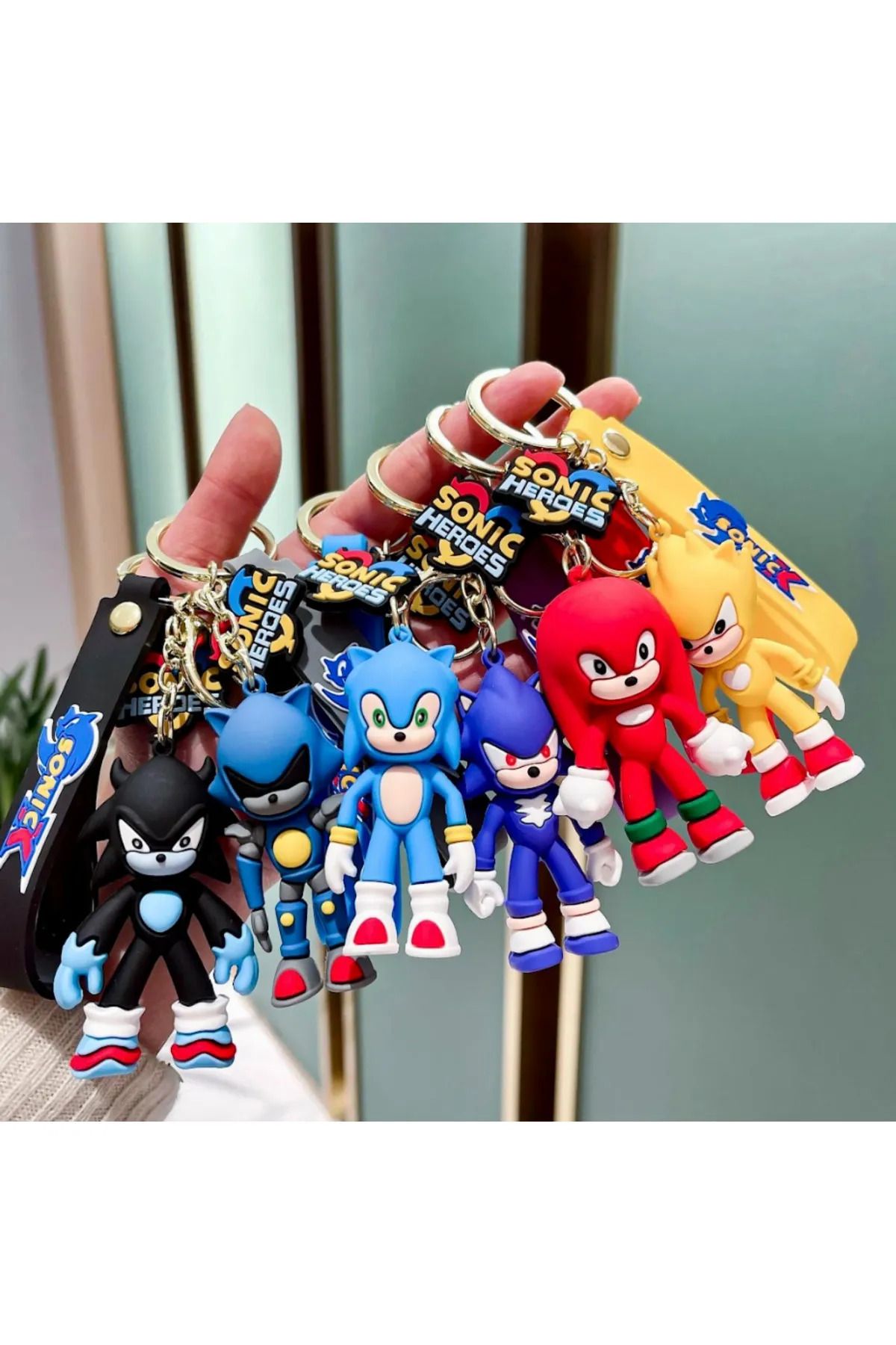 bujiteri box Sonic Knuckles 3d Büyük Boy Lüx Anahtarlık Oyuncak Ve Çanta Aksesuarı 6 adet