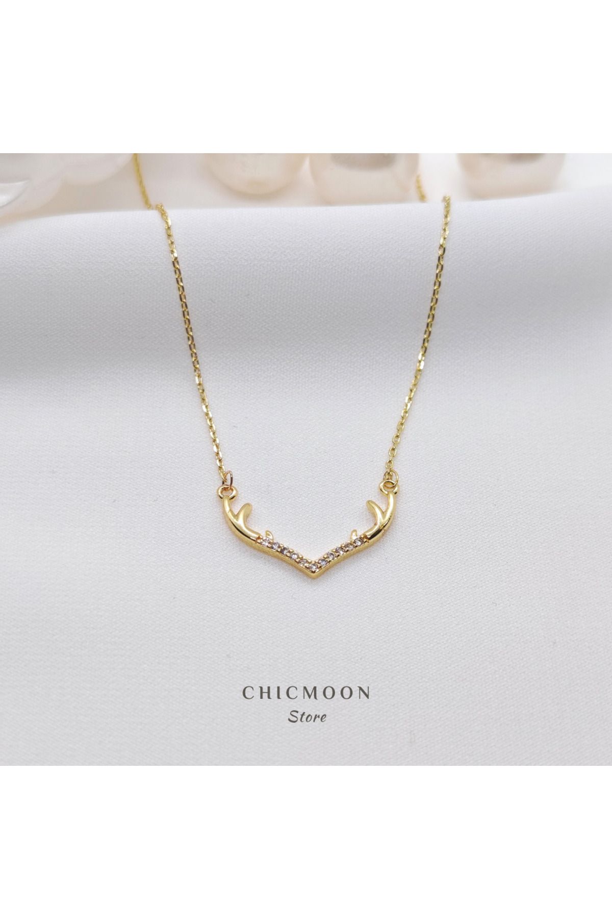 CHICMOON STORE 925 Ayar Gümüş Kaplama Taşlı Minimalist Kolye