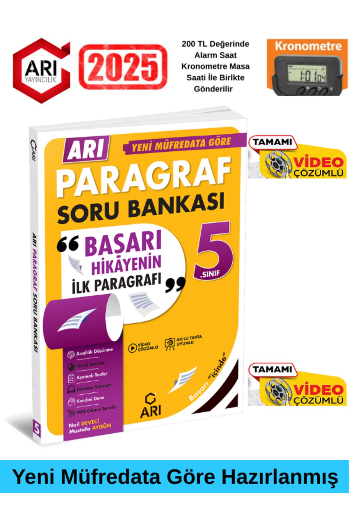 Arı Yayıncılık 5.Sınıf Paragraf %100 Yeni Müfredat Video Çözümlü Soru Bankası+Kronometre
