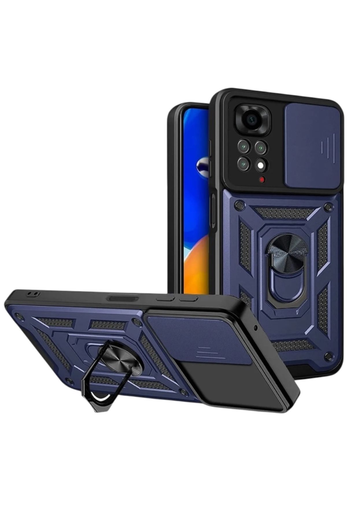 KILIF HOUSE Xiaomi Redmi Note 12 Pro 4G Uyumlu Kamera Korumalı Sürgülü Koruyucu Standlı Armor Tank Kılıf