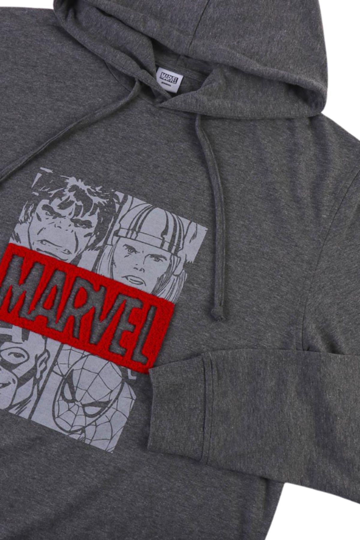 Marvel-Men's hoodie, 100% cotton, gray, size L, Marvel 3