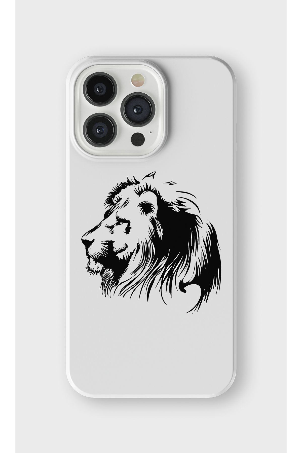 lelia iPhone 13 Pro Max Uyumlu Aslan Tasarımlı İçi Kadife Lansman Beyaz Silikon Kılıf