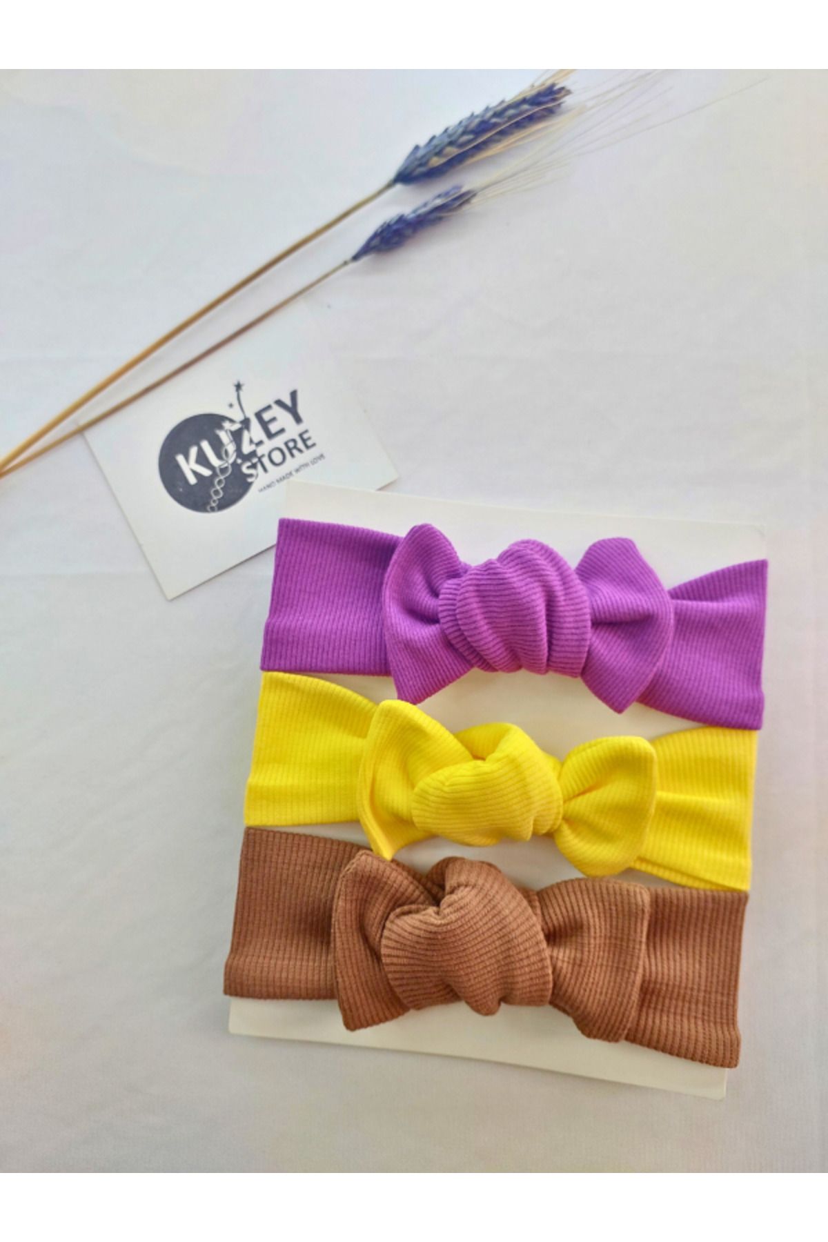 KUZEY STORE Kız Bebek 0-3 Yaş Uyumlu 3'lü Bandana Seti | Pamuklu ve Elastik