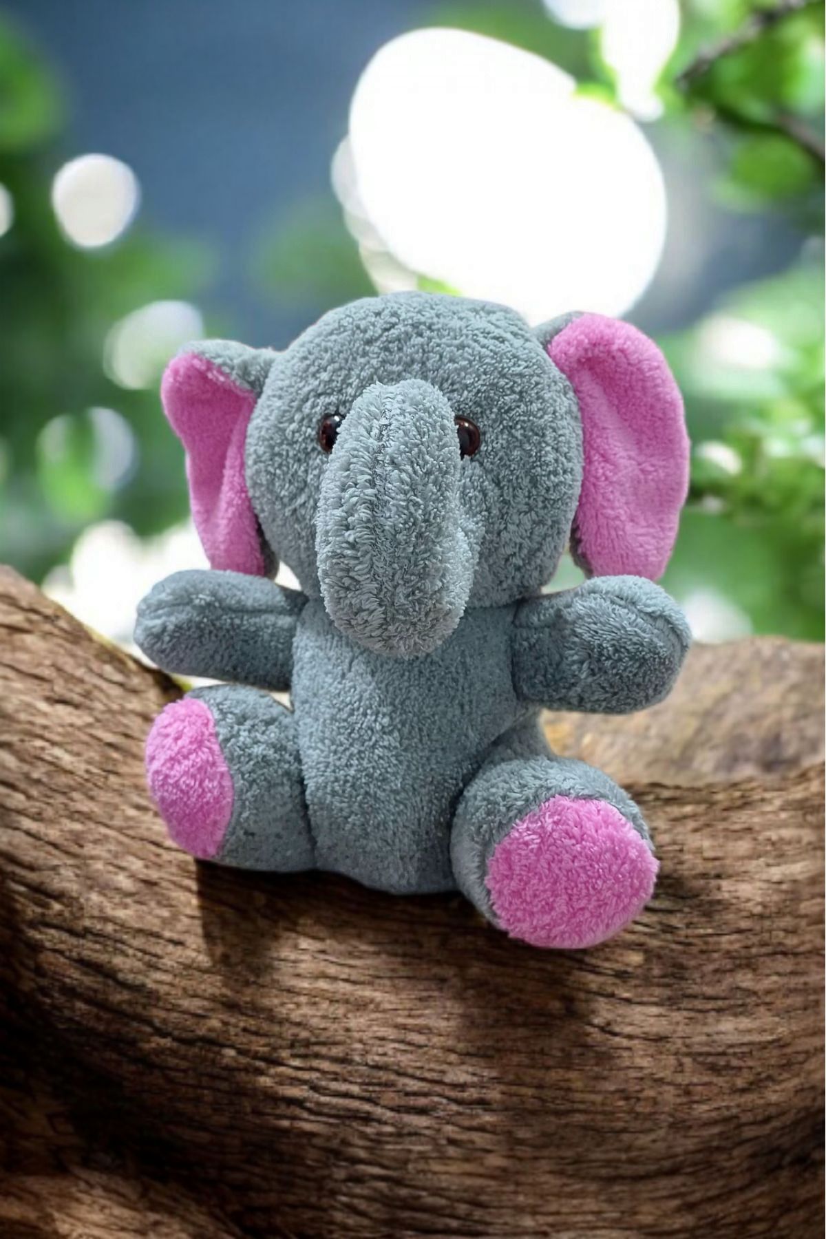 BlcBoutique Sevimli Peluş Fil Oyuncak – Gri & Pembe Renkli – Yumuşak Dolgulu – 25 cm