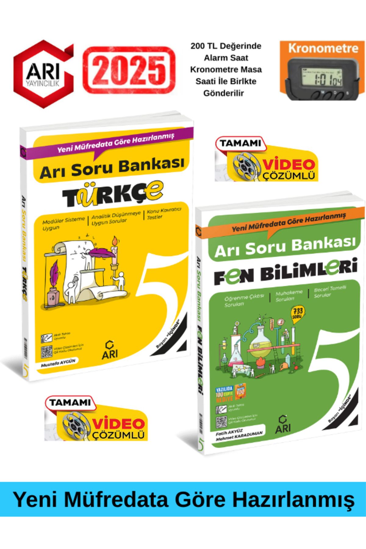 Arı Yayıncılık 5.Sınıf Türkçe-Fen %100 Yeni Müfredat Video Çözümlü Soru Bankası+Kronometre