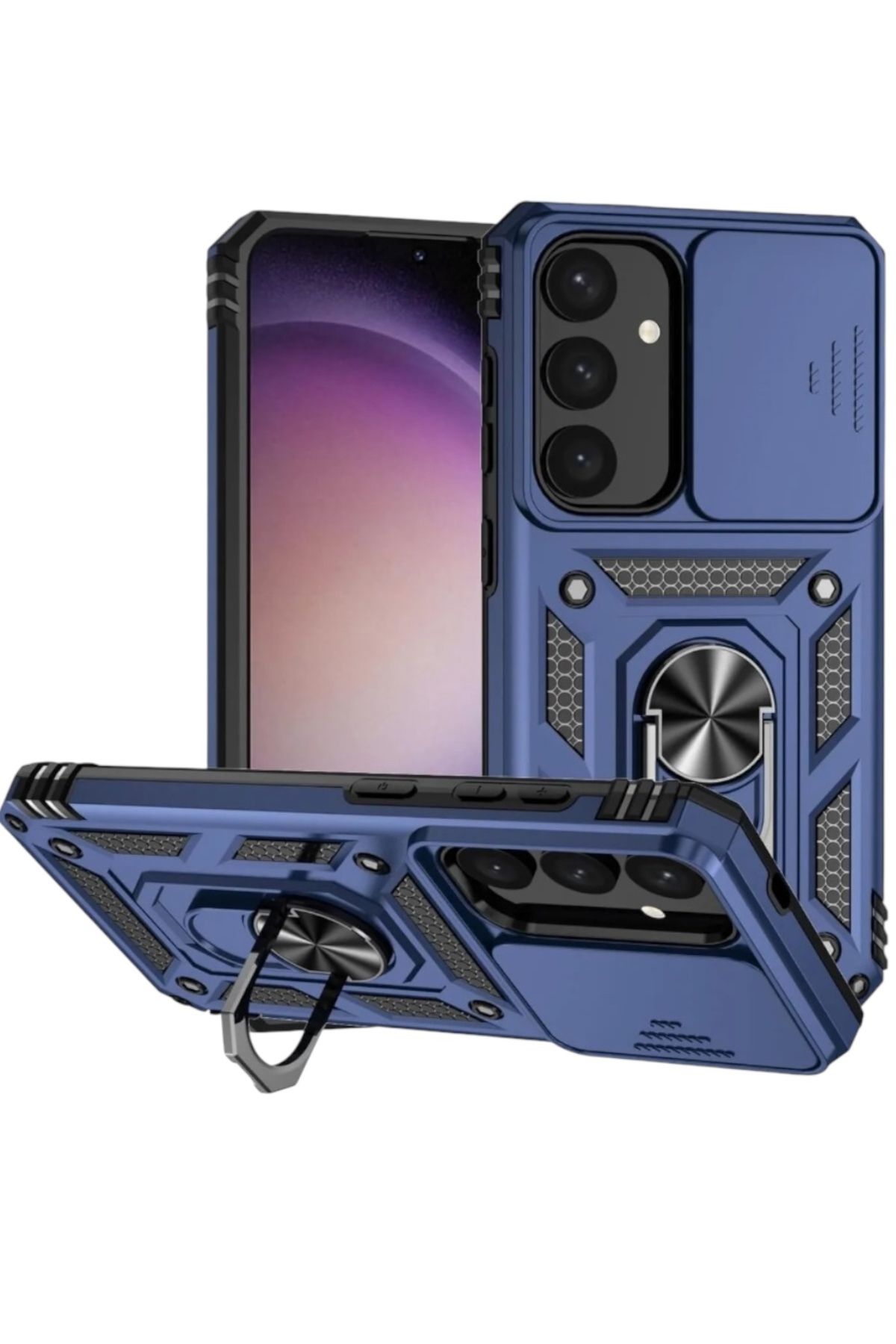 KILIF HOUSE Samsung Galaxy S23 FE Uyumlu Kamera Korumalı Sürgülü Koruyucu Standlı Armor Tank Kılıf