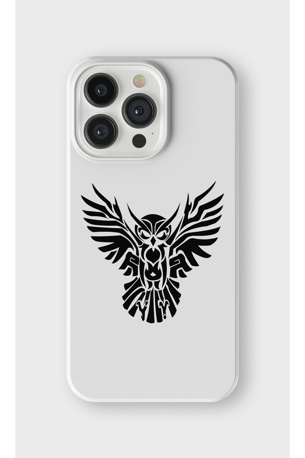 lelia iPhone 14 Pro Uyumlu Baykuş Tasarımlı İçi Kadife Lansman Beyaz Silikon Kılıf