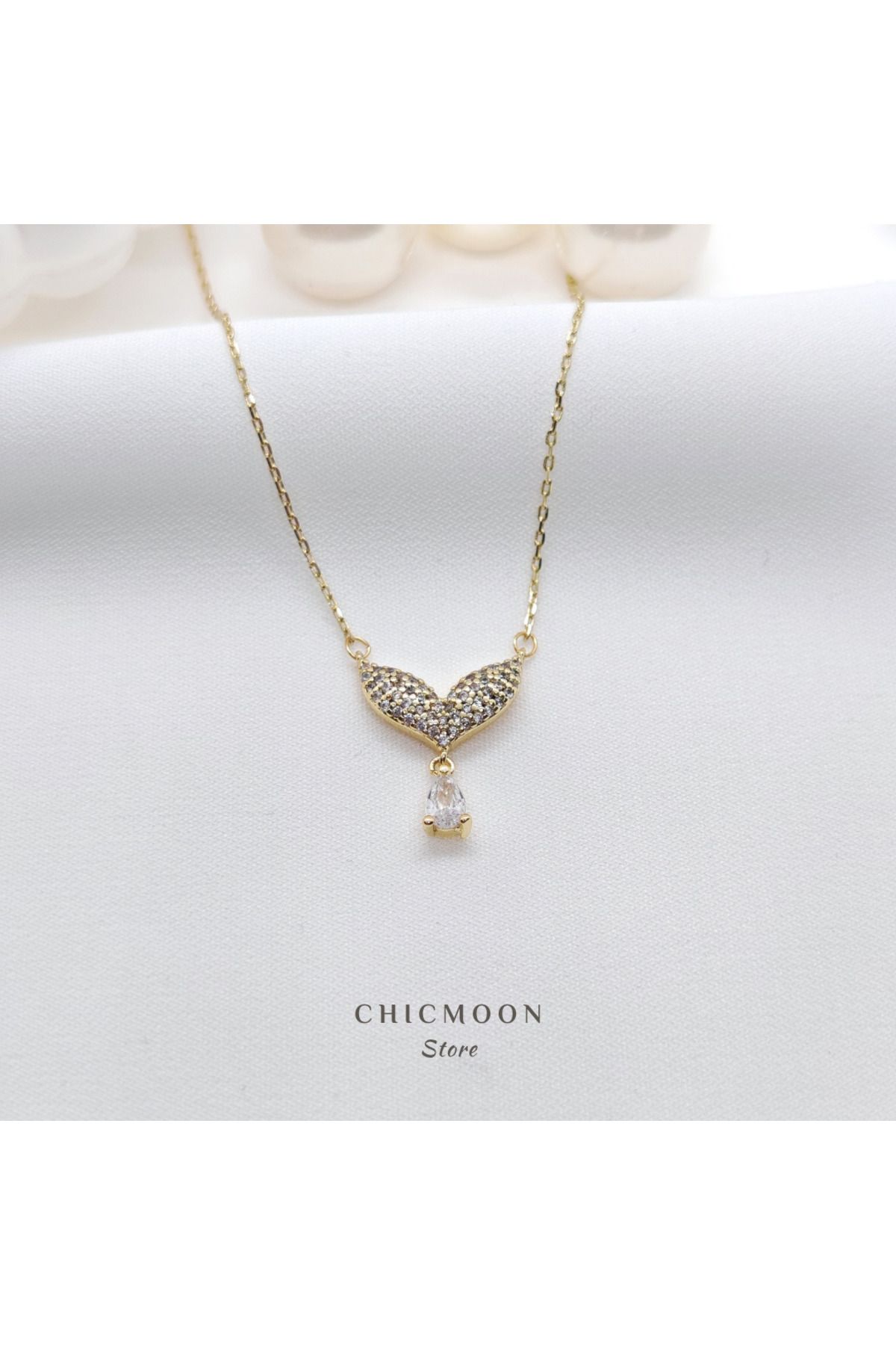 CHICMOON STORE 925 Ayar Gümüş Kaplama Minimalist Kuyruk Kolye