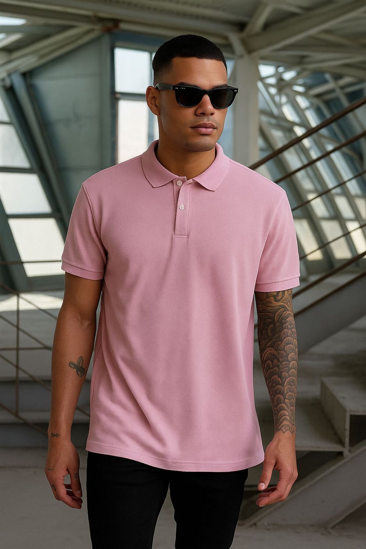 EKZMODA Regular Fit Pembe Erkek Polo Yakalı T-shirt