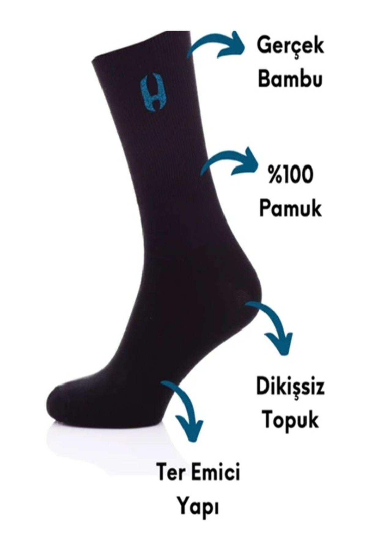 Handarte Erkek Bambu Çorap-Dikişsiz Topuk,Terleme Yapmaz 6 Adet