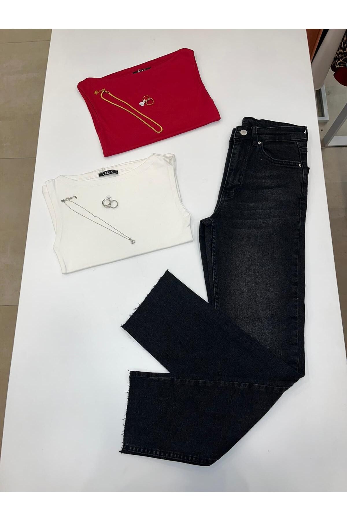 Alen Kiki Kesik Paça Likralı Jean Pantolon