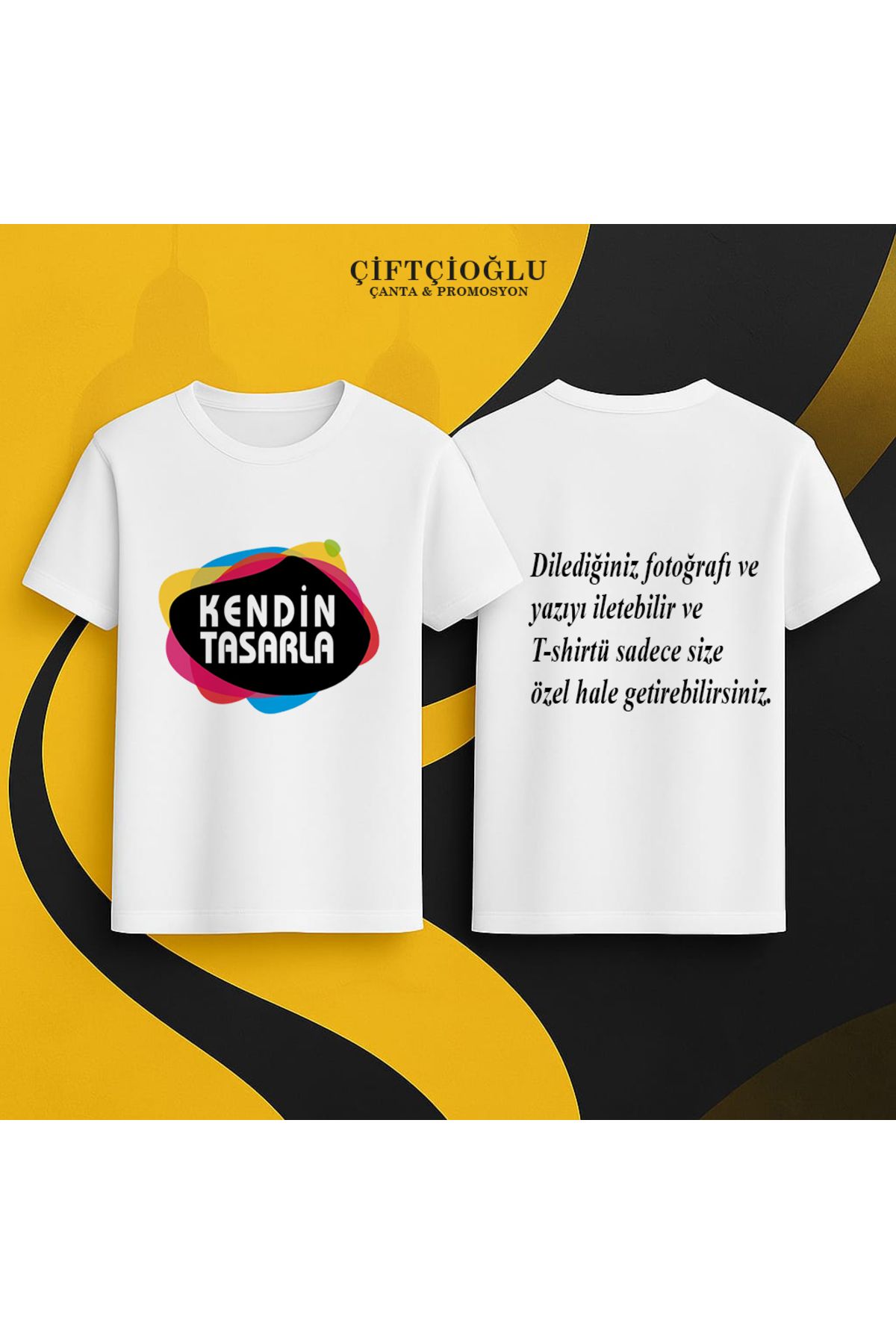 çiftçioğlu Kişiye Özel Pamuk-Polyester 1. Kalite Baskılı T-shirt Tişört