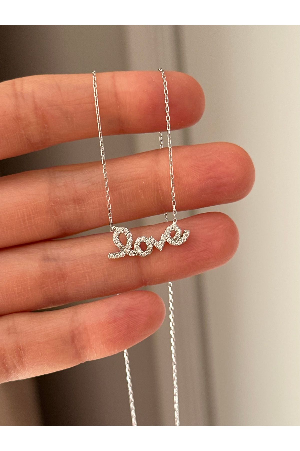 emy by emel luxury silver jewelry Love Yazılı Kolye 925 Ayar Gümüş