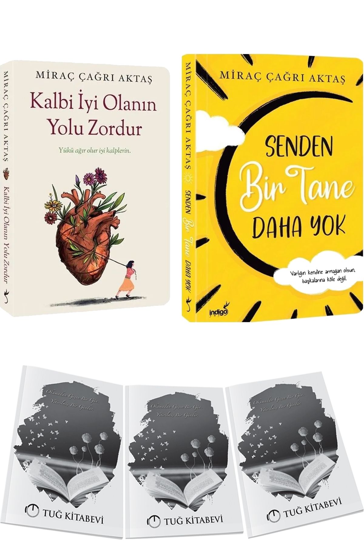 İndigo Kitap Kalbi İyi Olanın Yolu Zordur - Senden Bir Tane Daha Yok - Miraç Çağrı Aktaş 2 Roman + Hediyeli