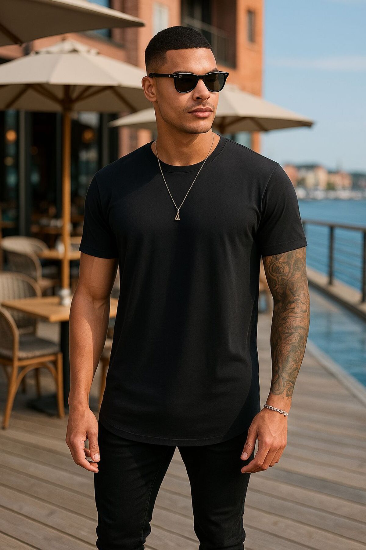 EKZMODA Regular Fit Siyah Erkek Düz Basic T-shirt