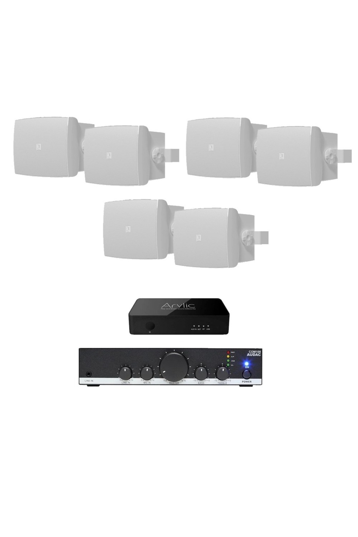 AUDAC Sistem Audac 6 Boxe Albe Wx302mk2, Wi-fi, Bluetooth, Radio Internet - One Size