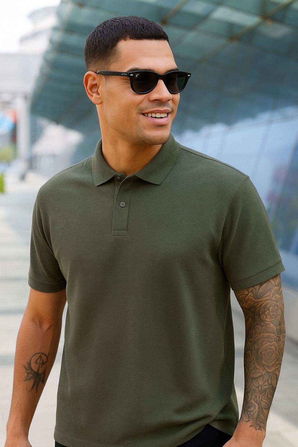 EKZMODA Regular Fit Haki Erkek Polo Yakalı T-shirt