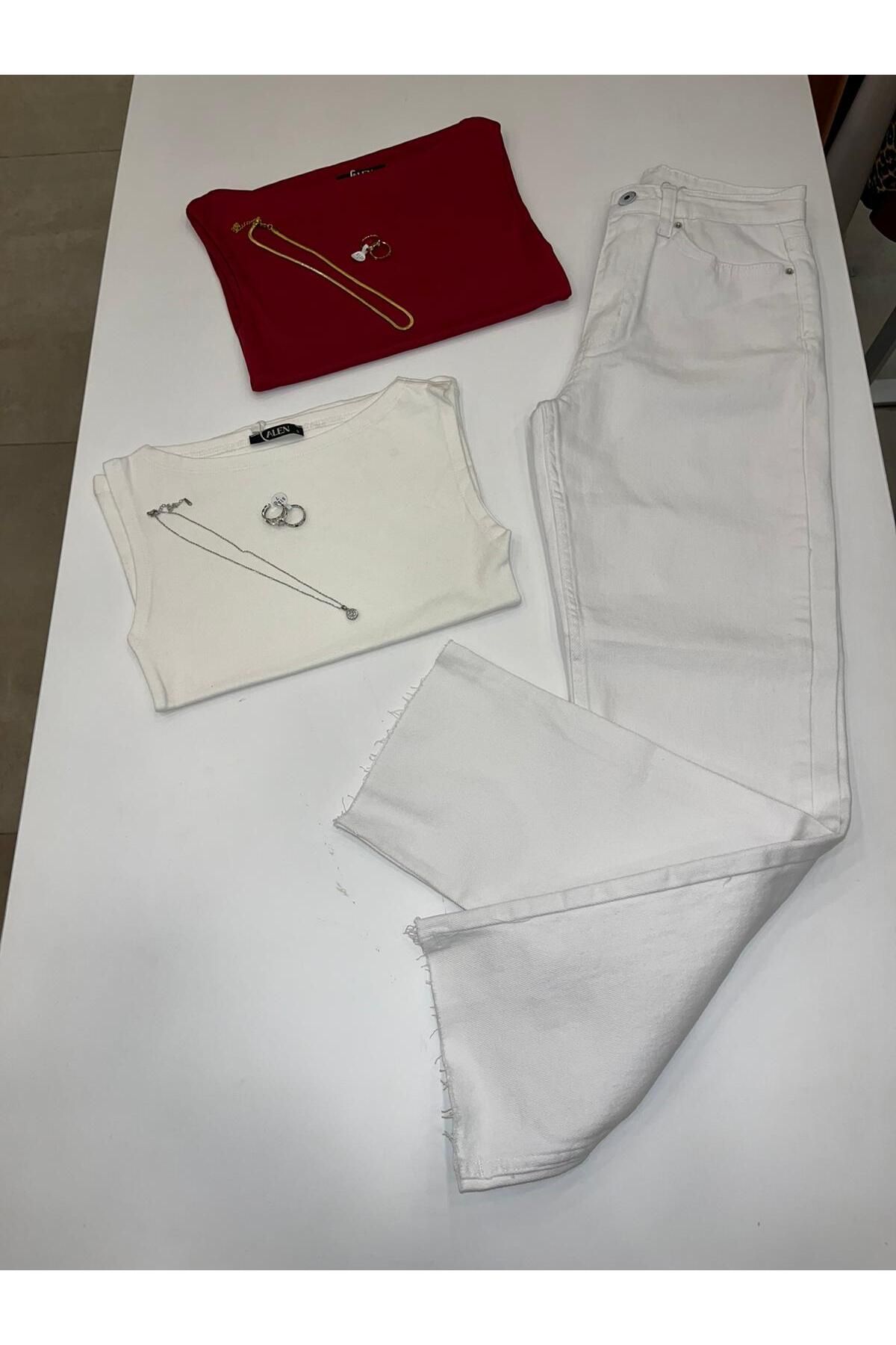 Alen Kiki Kesik Paça Likralı Jean Pantolon