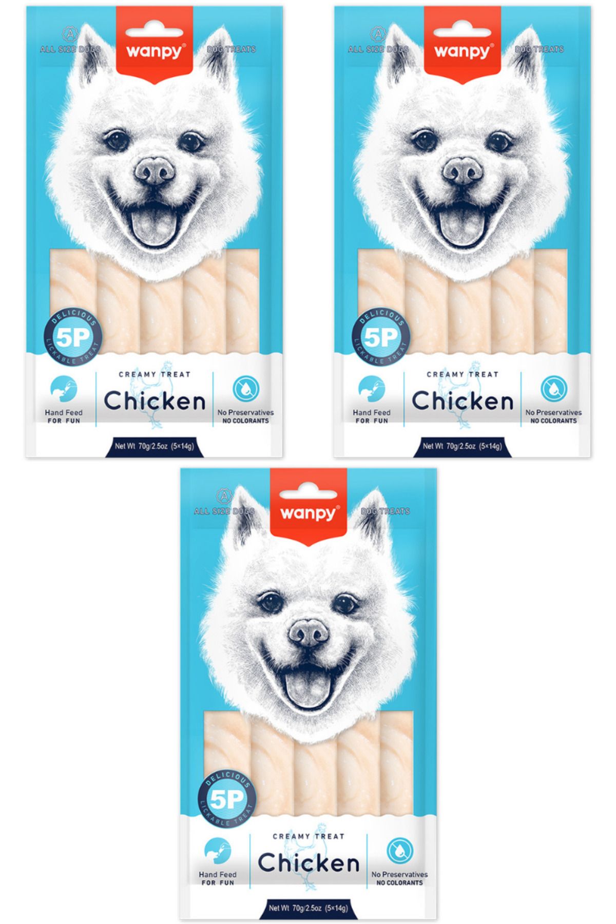 Wanpy Tavuklu Sıvı Ödül Maması 5x14gr - 3 Paket