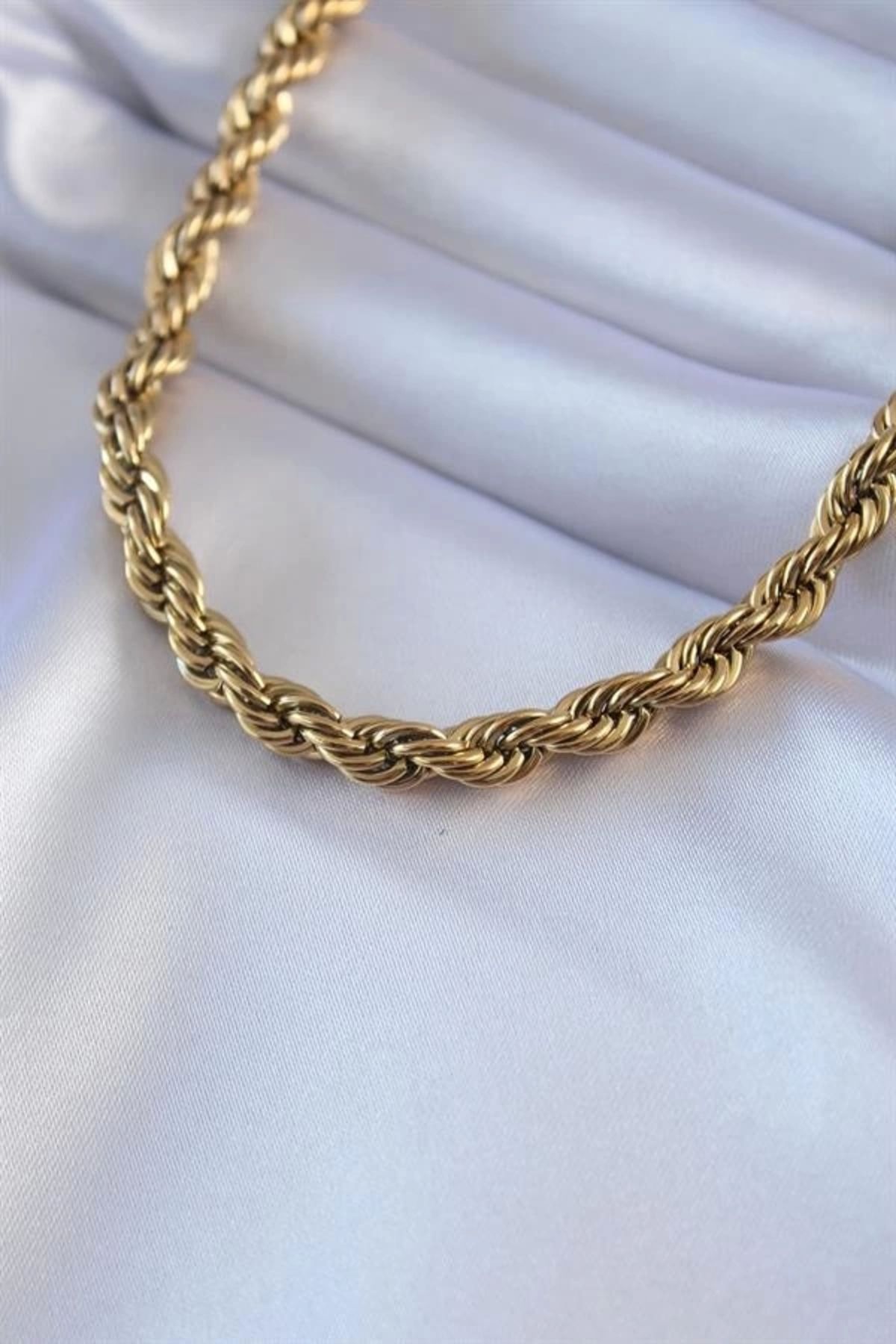 Lale Moda 316L Çelik Gold Renk Burgu Model 45 cm Kadın Kolye