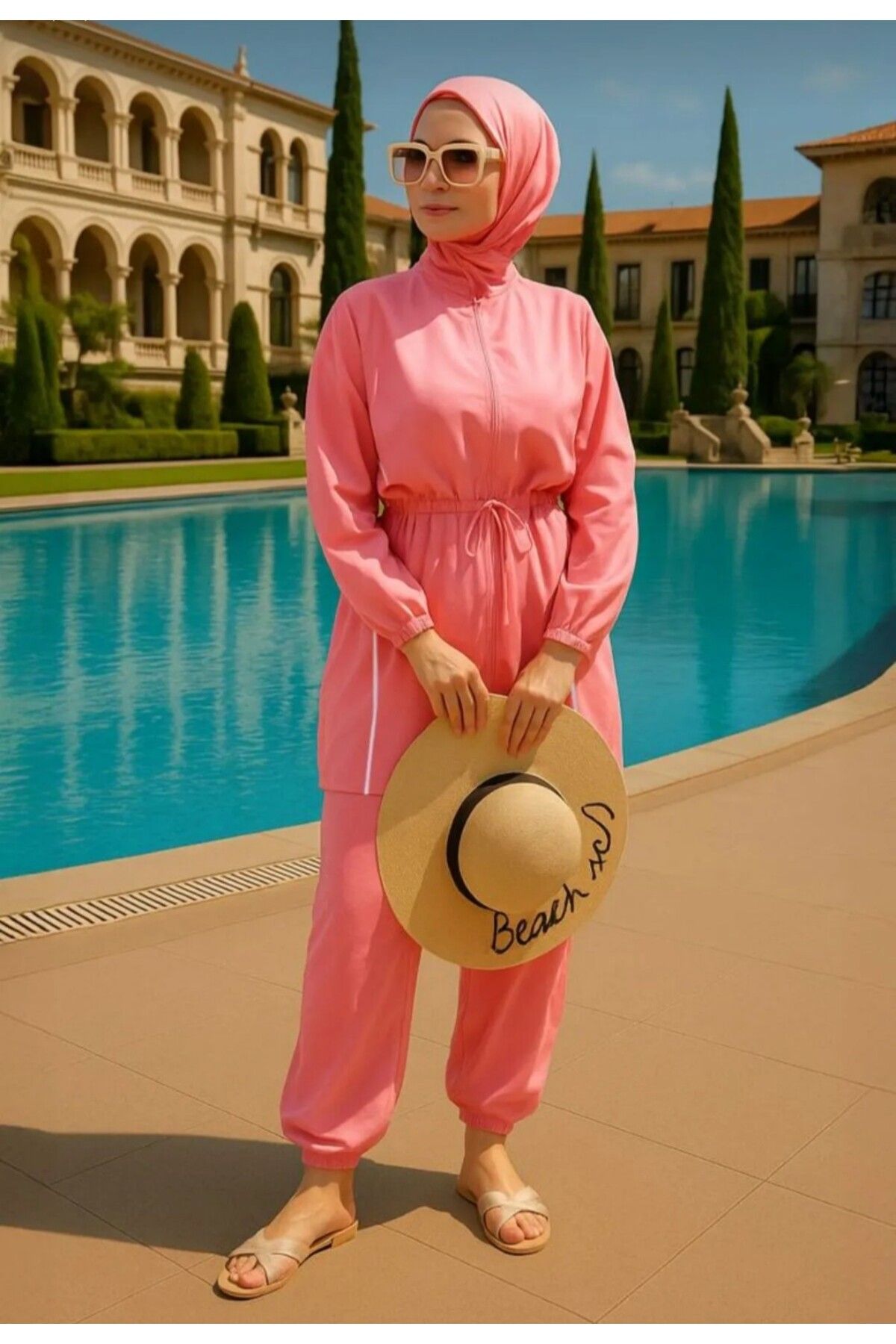 ozzıy34 Pembe tesettür mayo takım