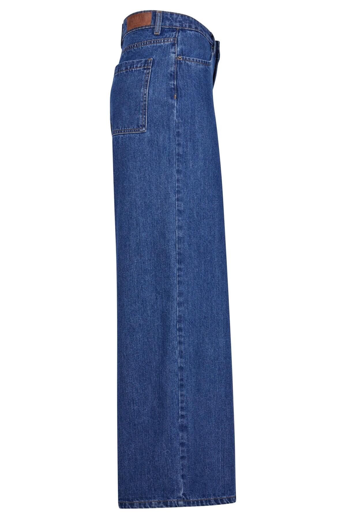 Urban Classics-Damen Ladies Mid Waist Wide Denim 6