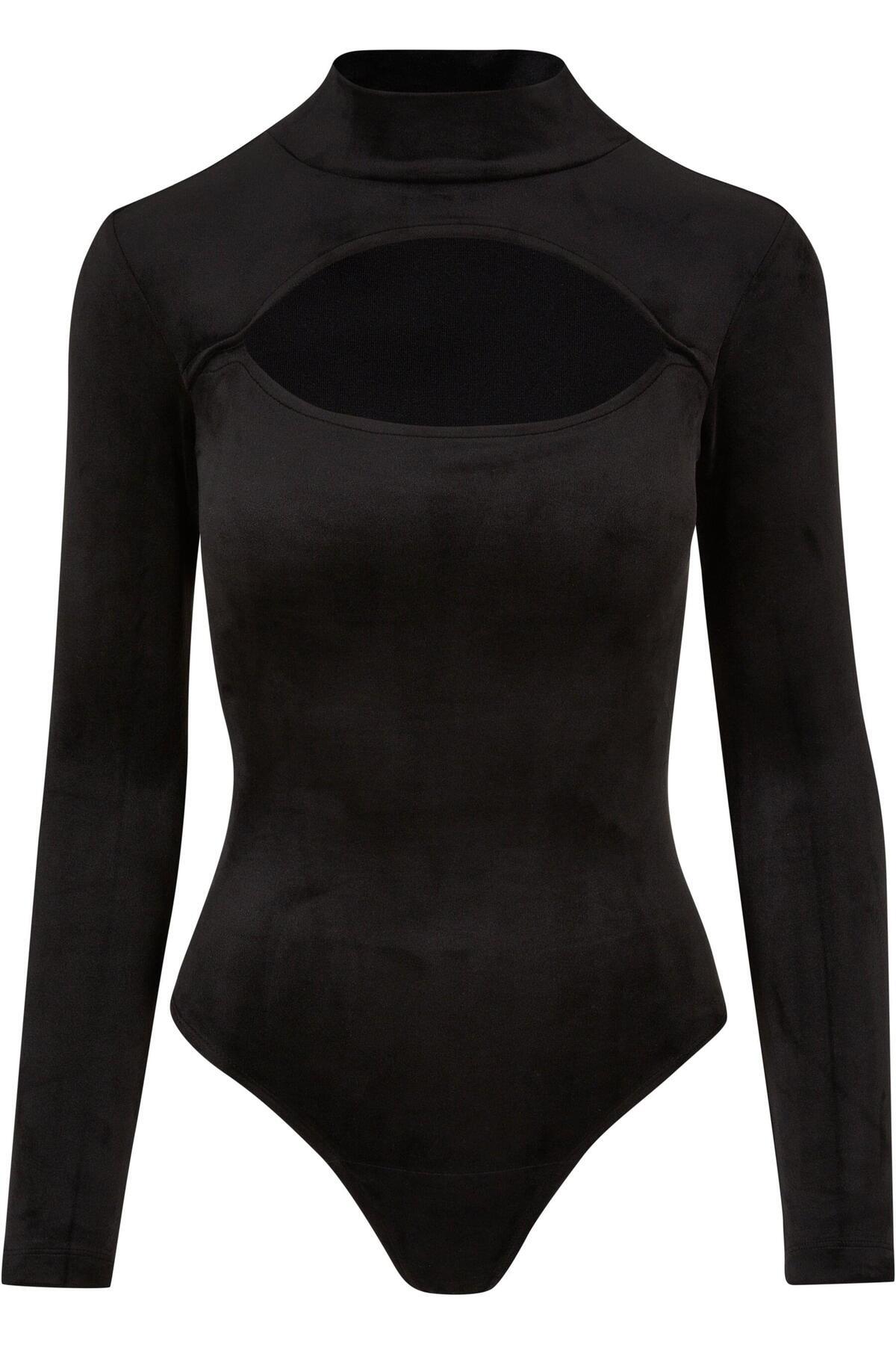 Urban Classics-Damen Ladies Velvet Cut-out Turtleneck Body 1