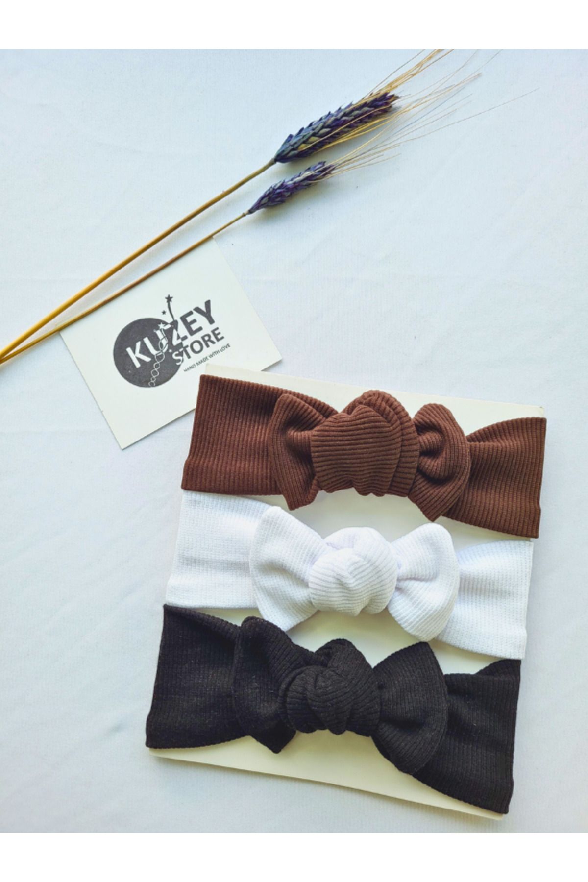 KUZEY STORE Kız Bebek 0-3 Yaş Uyumlu 3'lü Bandana Seti | Pamuklu ve Elastik