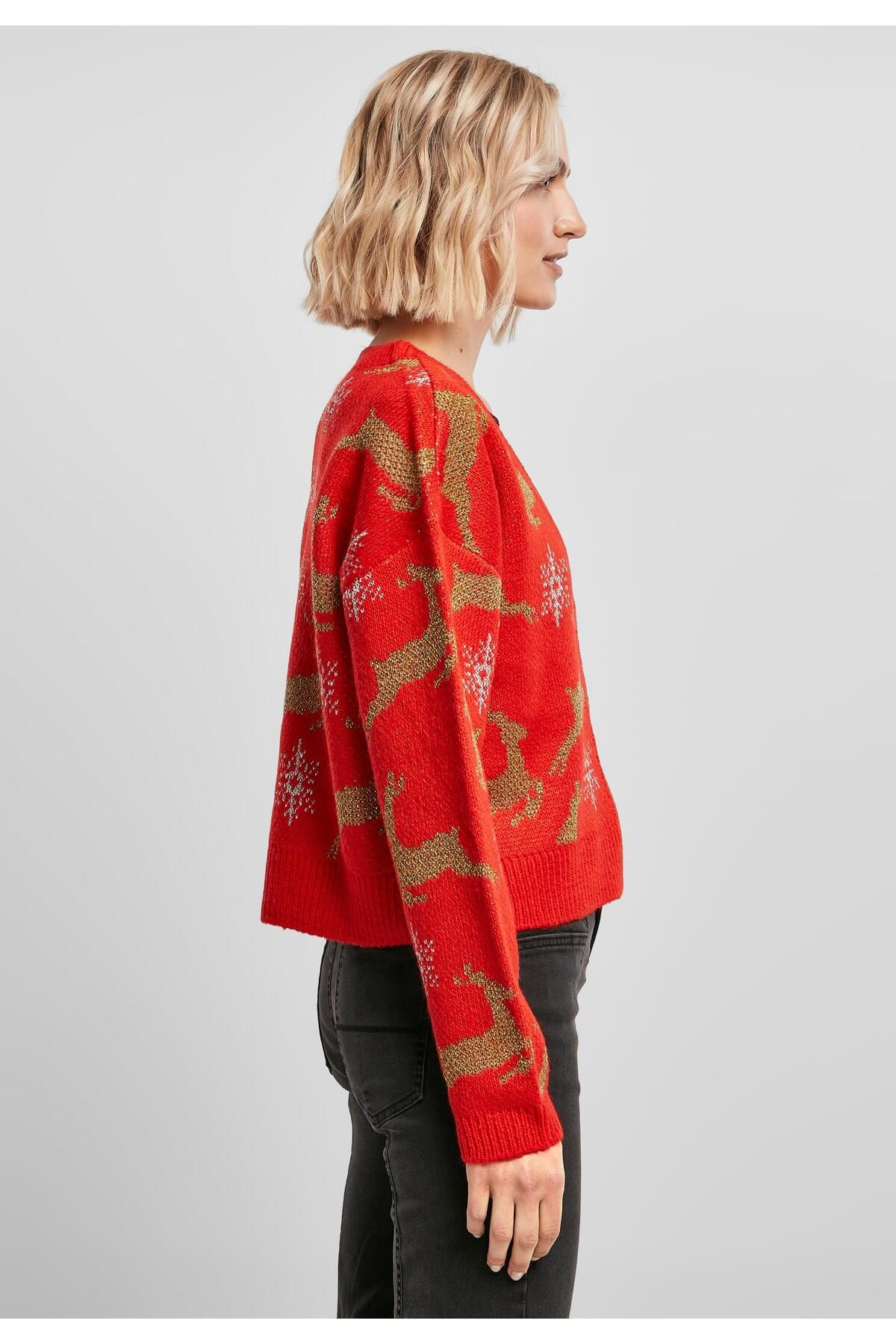 Urban Classics-Damen Ladies Short Oversized Christmas Cardigan 8