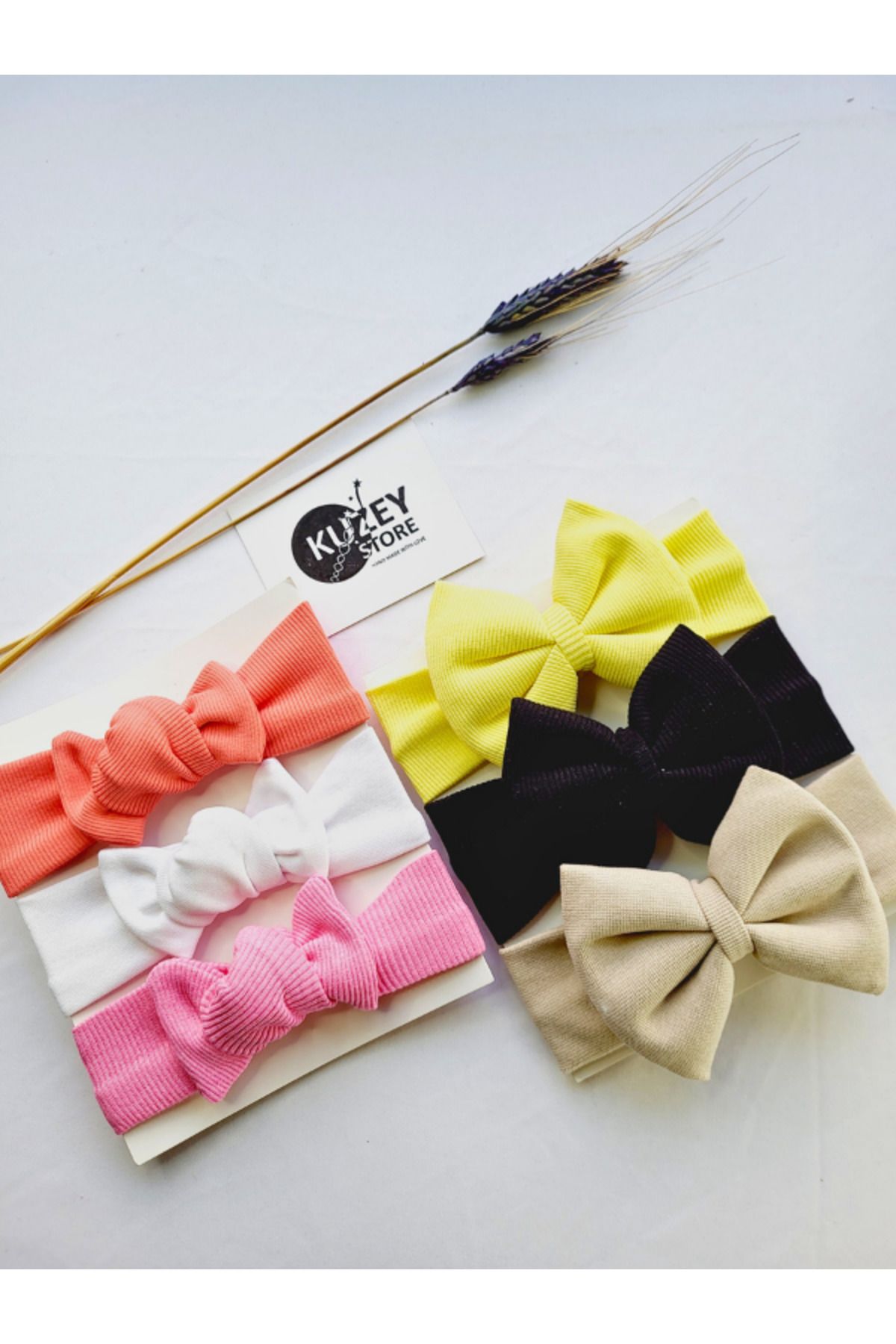KUZEY STORE Kız Bebek 0-3 Yaş Uyumlu 3'lü Bandana Seti | Pamuklu ve Elastik