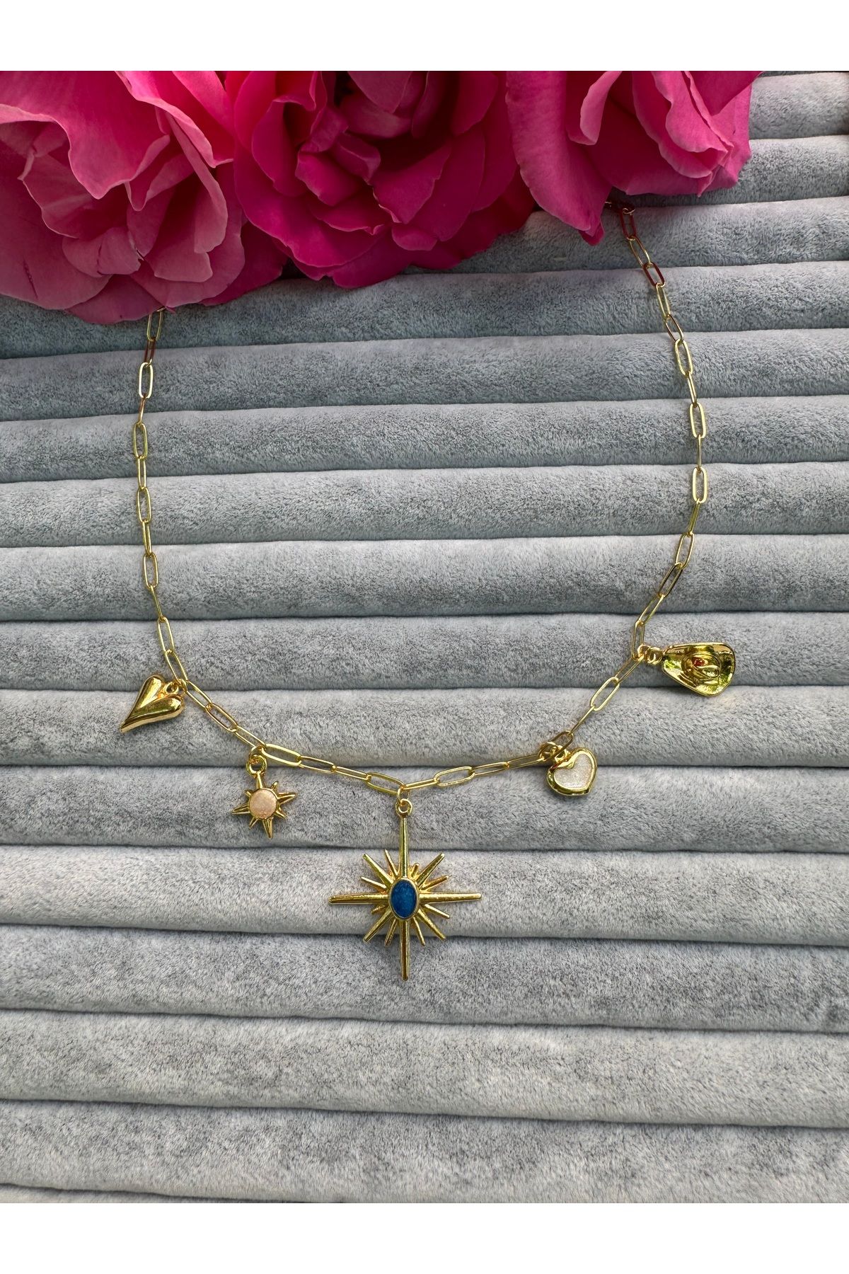 Gleemy accesories Çelik ataç oval zincir ile eminönü charm