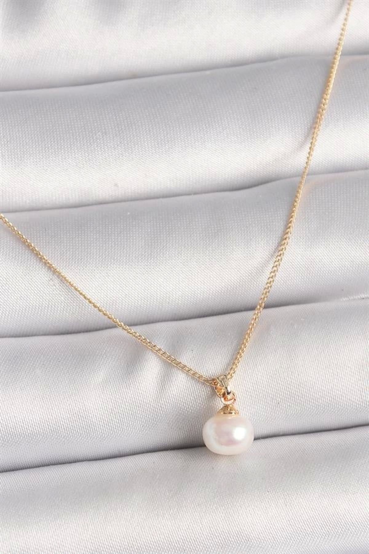 Lale Moda Pirinç Gold Renk İnci Model Kadın Kolye