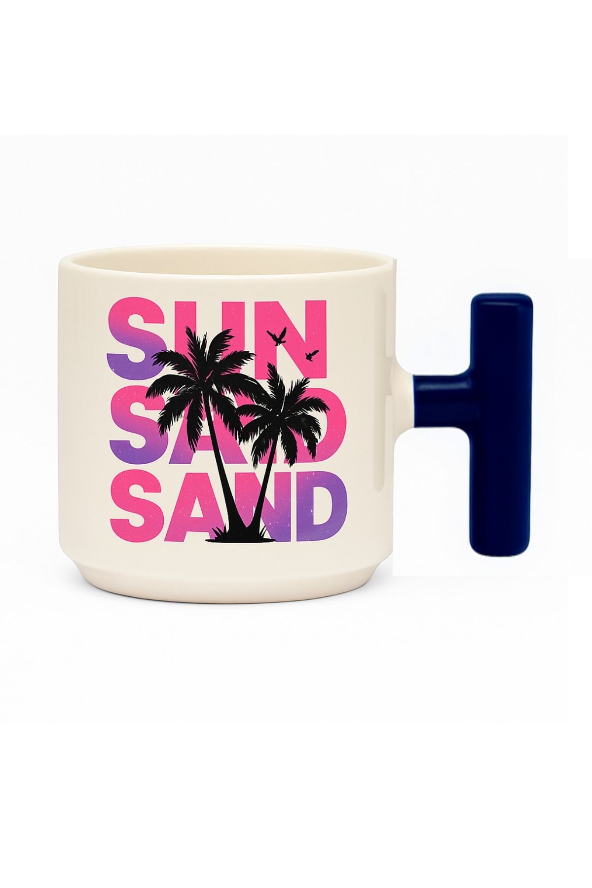GENGSİ Sun Sand (Mor-Pembe) T Kulplu Seramik Kupa Bardak 250 ml
