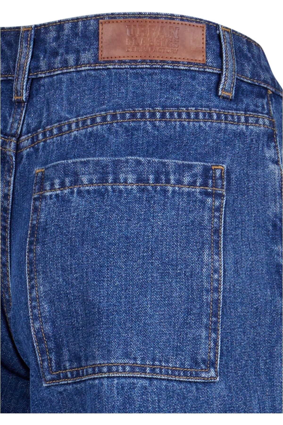 Urban Classics-Damen Ladies Mid Waist Wide Denim 4