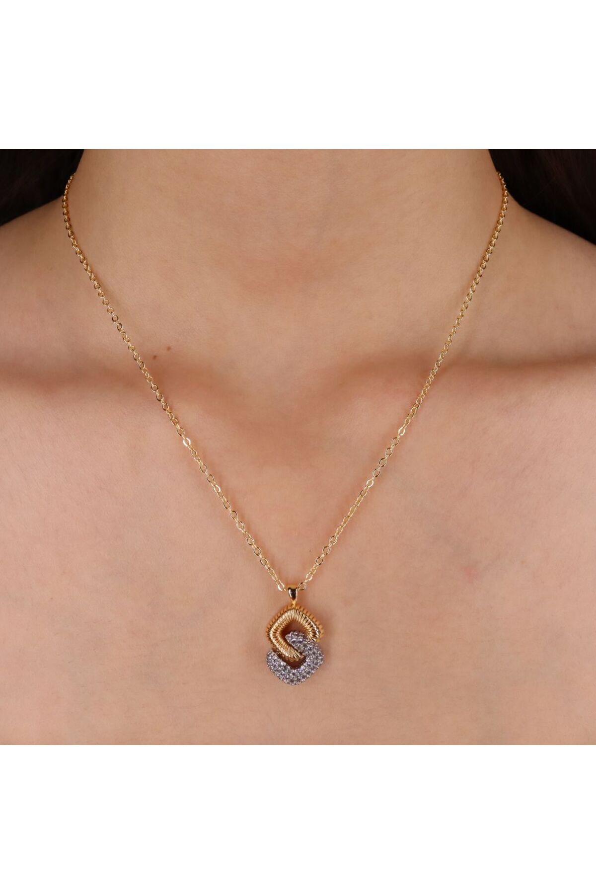 mercanjewelry 14K Kaplama Zirkon Taşlı Tasarım Kolye