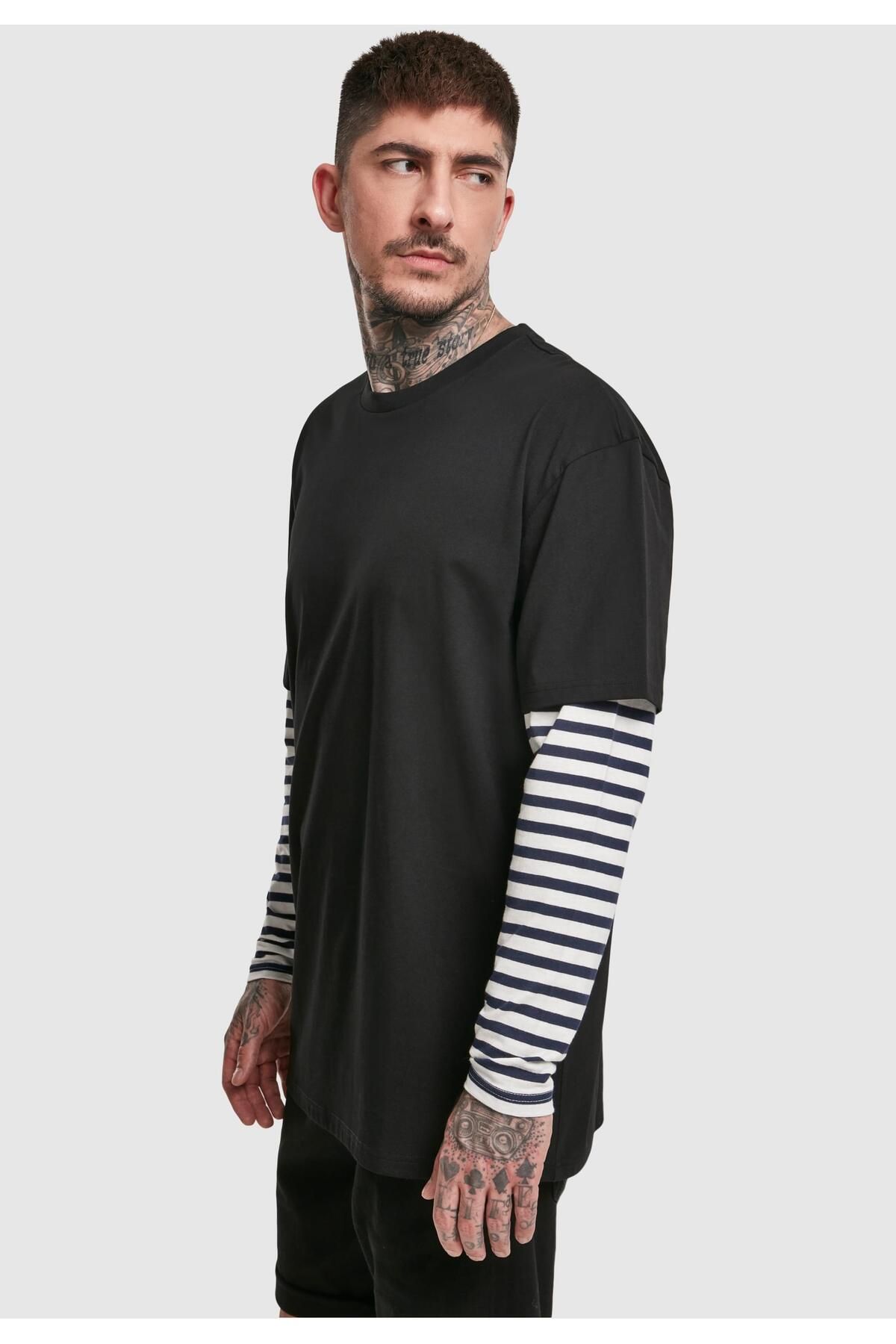 Urban Classics-Herren Oversized Double Layer Striped Ls Tee 7