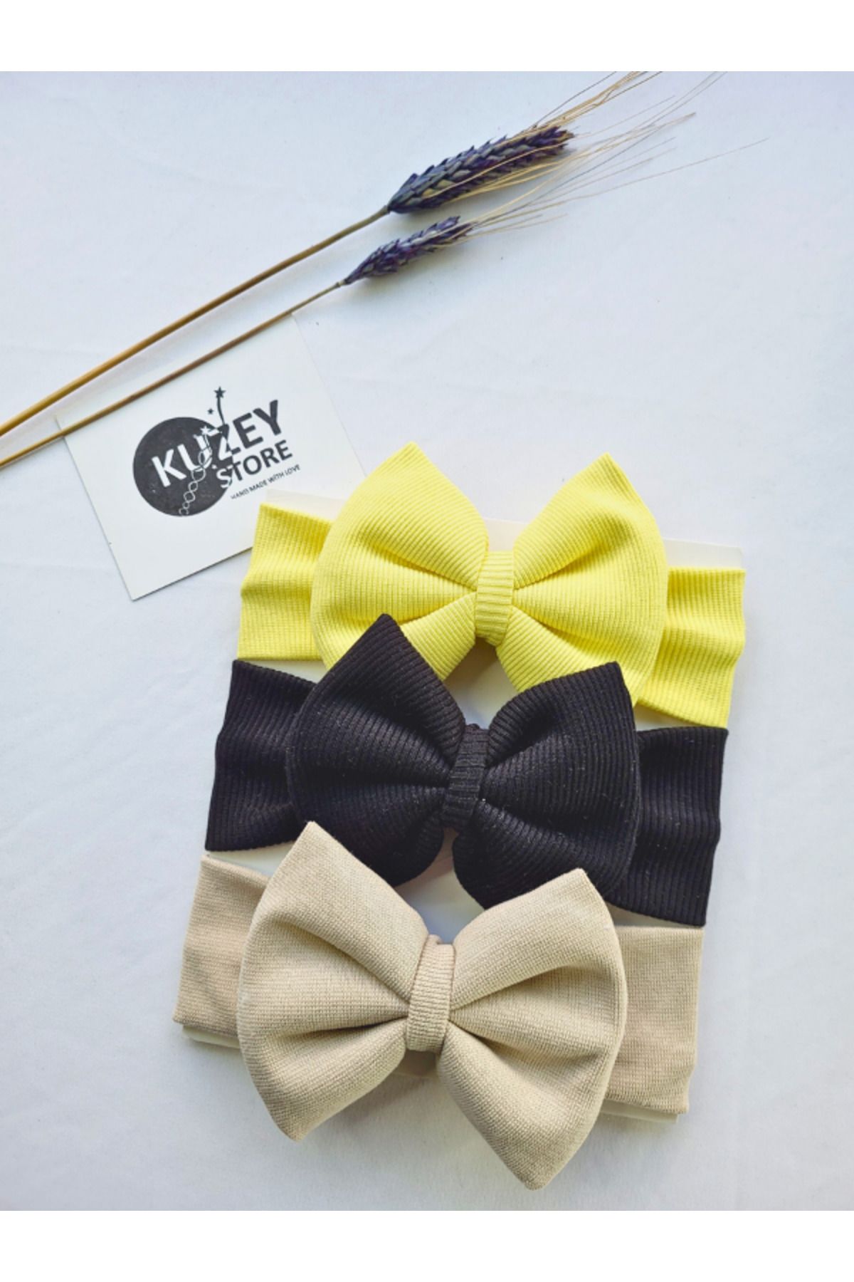 KUZEY STORE Kız Bebek 0-3 Yaş Uyumlu 3'lü Bandana Seti | Pamuklu ve Elastik