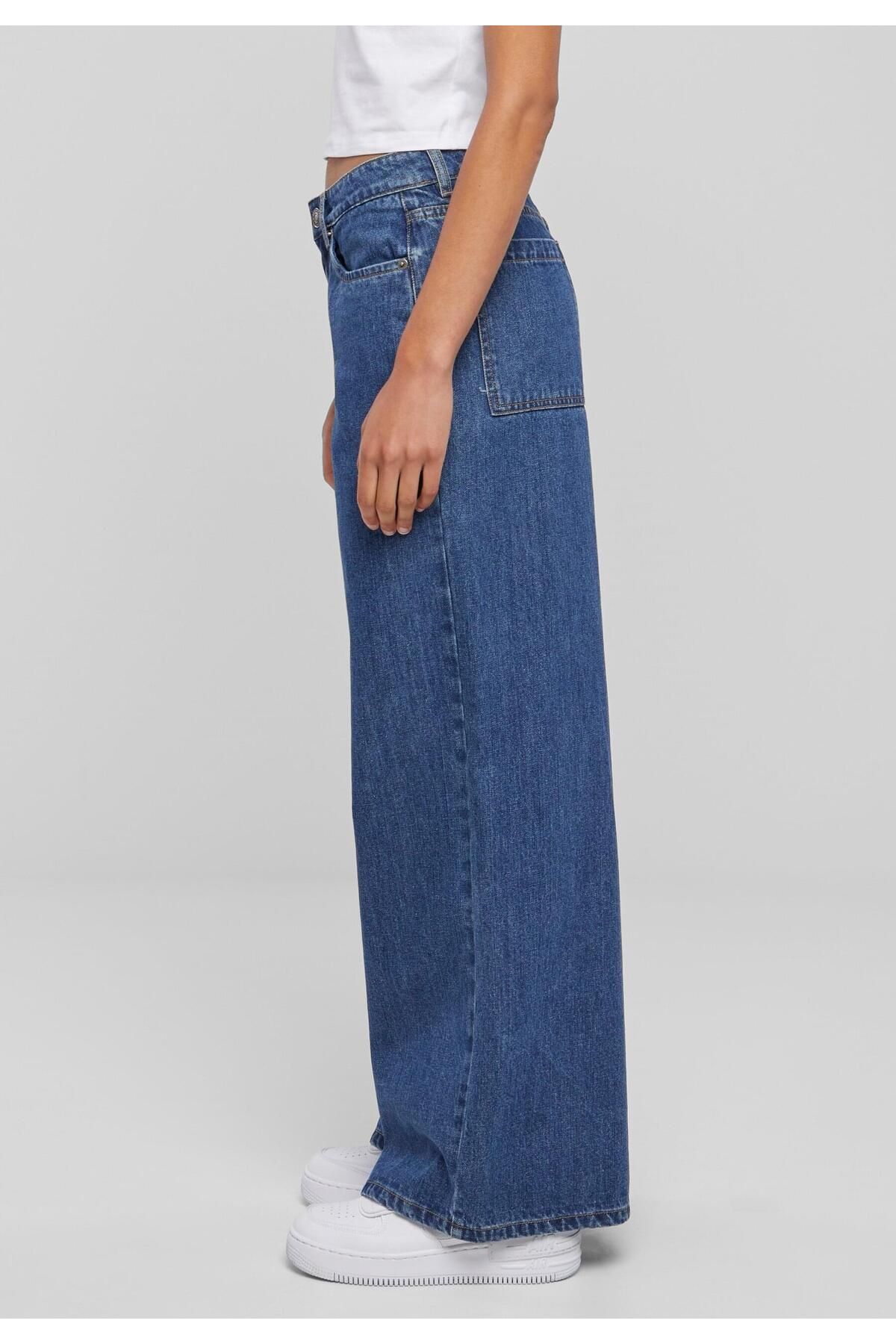 Urban Classics-Damen Ladies Mid Waist Wide Denim 8
