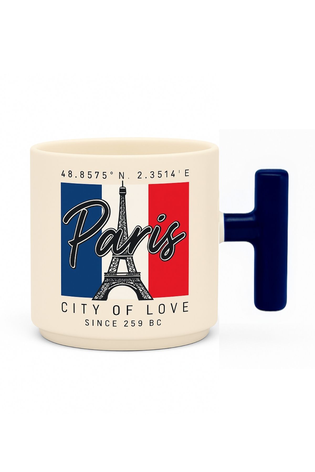 GENGSİ Paris City of Love T Kulplu Seramik Kupa Bardak 250 ml