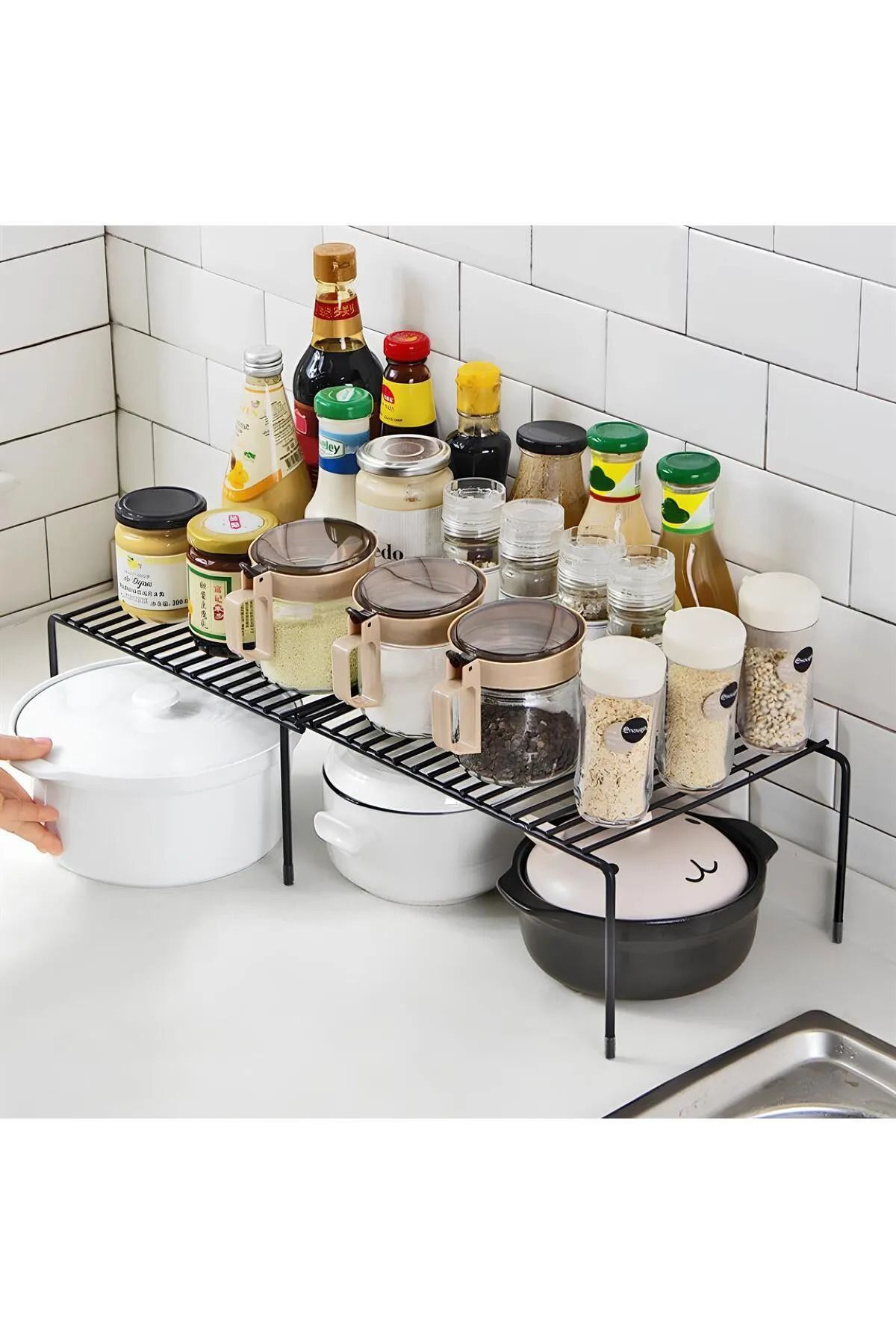 KARTEYA Genişleyebilir Dolap Içi Düzenleyici Organizer Banyo Mutfak Tabak Bardak Mutfak Banyo Düzenleme