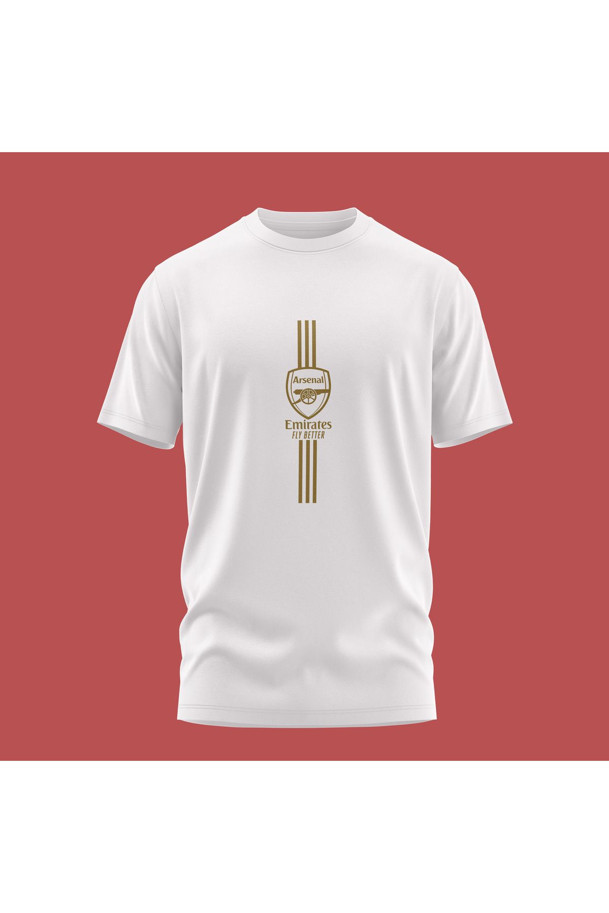 Scudetto T-Shirt Arsenal 3 Çizgi Gold Unisex Tişört