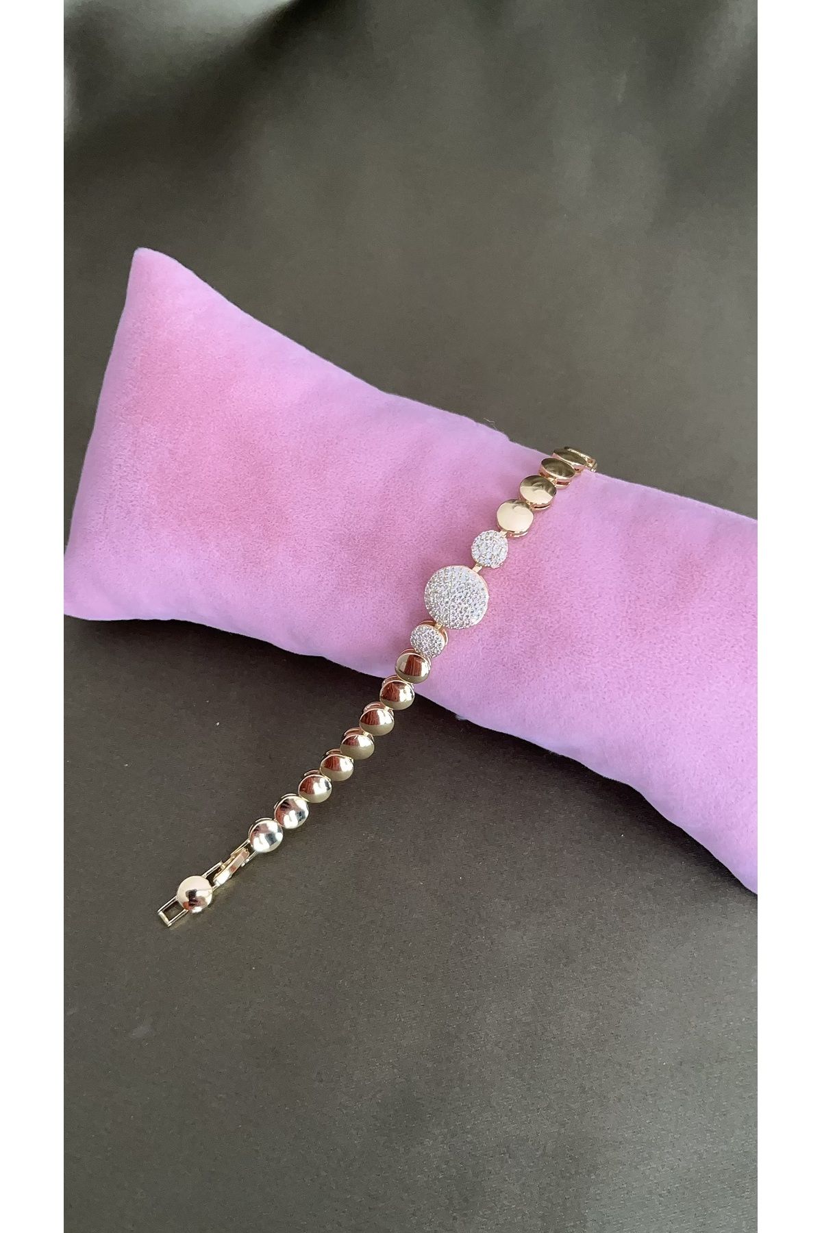 XUPING JEWELRY Yuvarlak ezme ortası Zirkon taşlı 14k bileklik